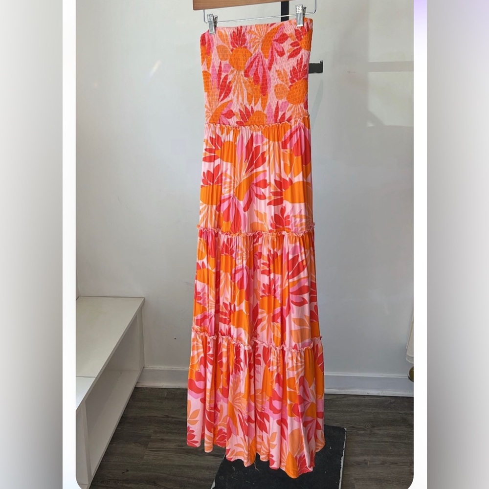 Smocked floral summer dress.